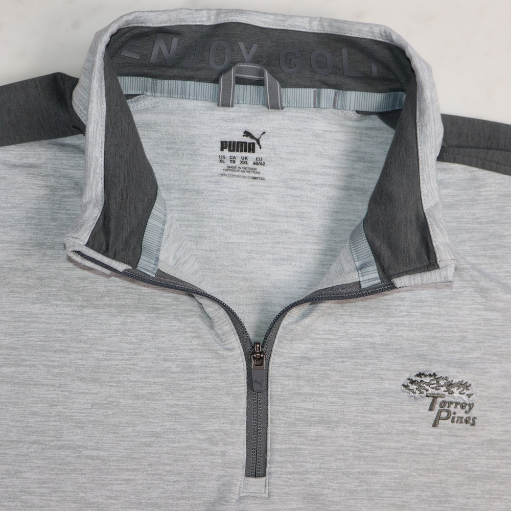 Puma Golf Torrey Pines Mens XL Gray Quarter Zip Pullover Sweatshirt Activewear